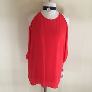 Vince Camuto Colorblock Ruffled Hem Halter Blouse